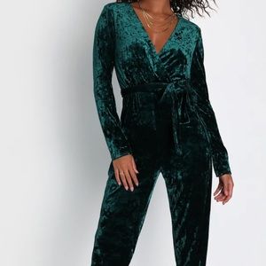 Emerald Green Velvet Jumpsuit
